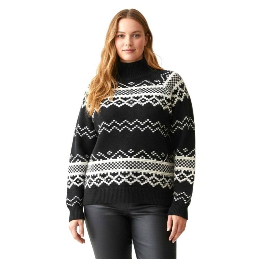 OLD NAVY Cozy Fair Isle Black & White Turtleneck Sweater, NWT! Size XL